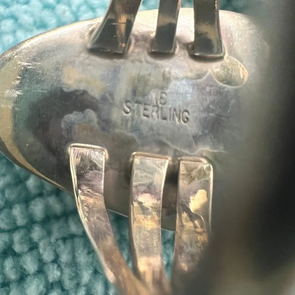 Sterling Silver Turquoise Ring 9 Signed B Southwestern Unisex 6g